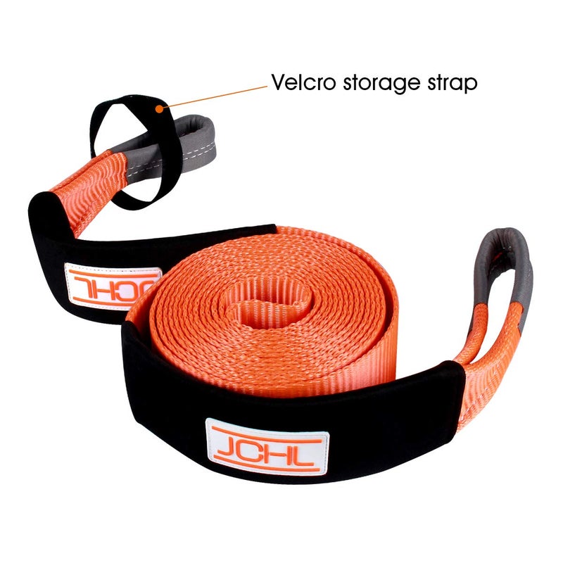 JCHL Recovery Tow Strap Heavy Duty Polyester Recovery Strap 3" x20ft 35000LBS (18TON) Rated Capacity Off Road Towing Rope, Reinforced Loops, Protective Sleeves, Storage Bag Emergency Towing Rope - Image 4